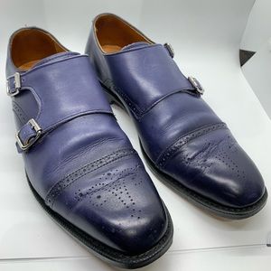 Allen Edmonds St. John Double Monk Strap Dark Blue 9.5 Handcrafted in USA 🇺🇸
